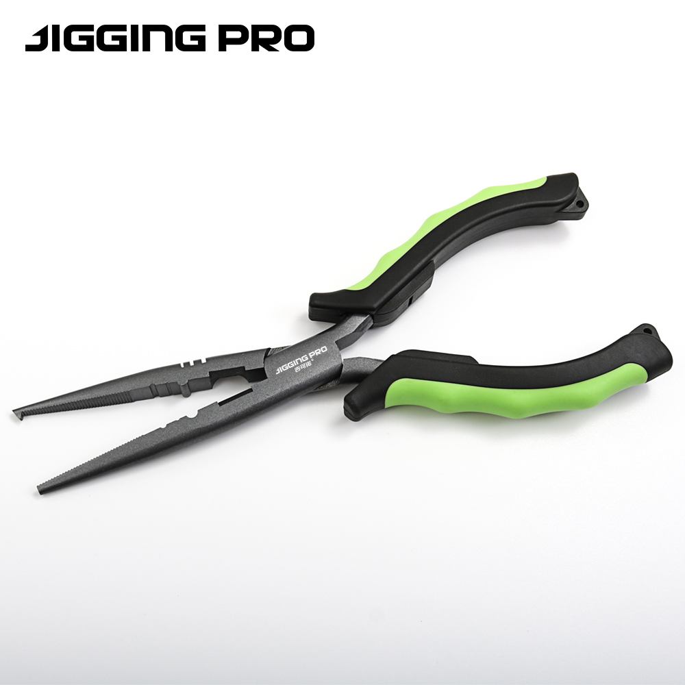 Freshwater Line - คีมตกปลา JIGGINGPRO แบบปากยาว ทนทานต่อการกัดกร่อนด้วย PTFE พร้อมที่เปิดห่วง