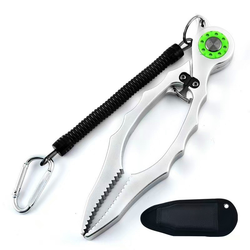 Fishing Line Cutter - กรรไกรสแตนเลสอเนกประสงค์ ที่ตัดเส้นคม คีมหนีบปลาแบบพกพา พร้อมสายคล้อง สำหรับจับปลาและควบคุมปลา